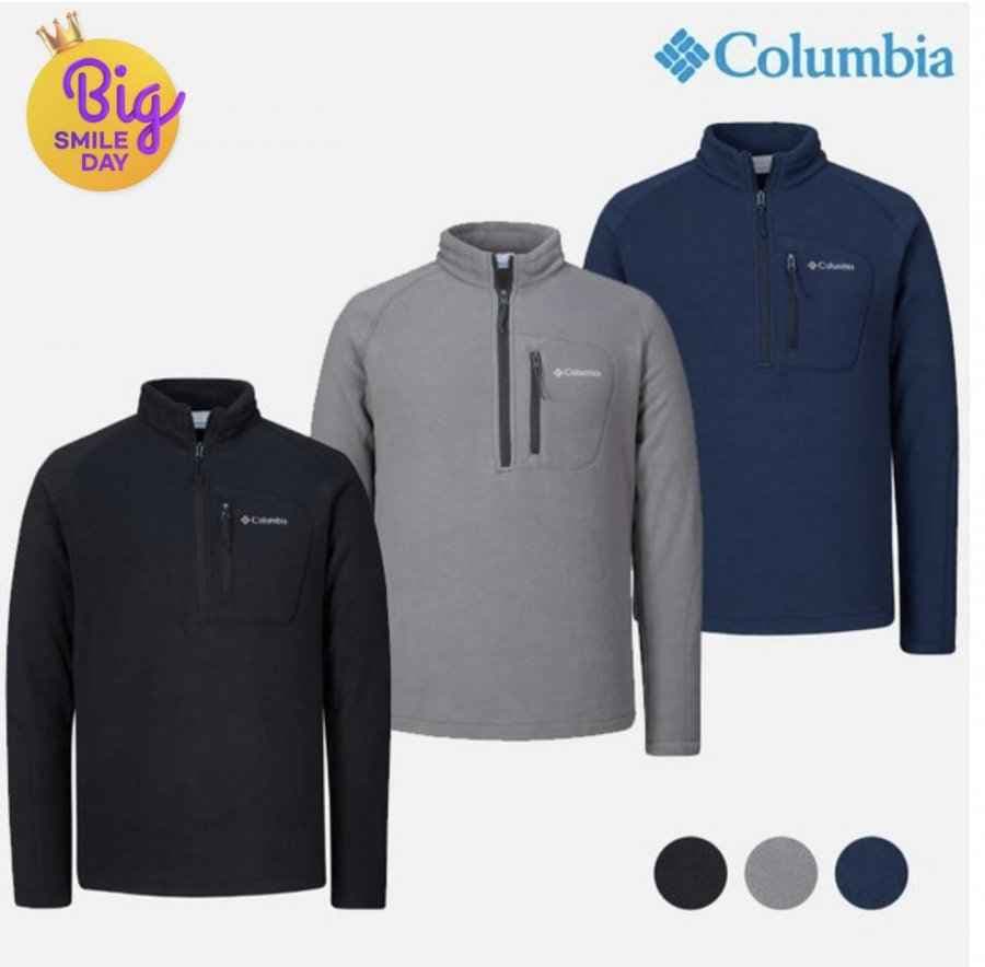 컬럼비아 남성 기본 솔리드 하프 집업 플리스 티셔츠 XO6410