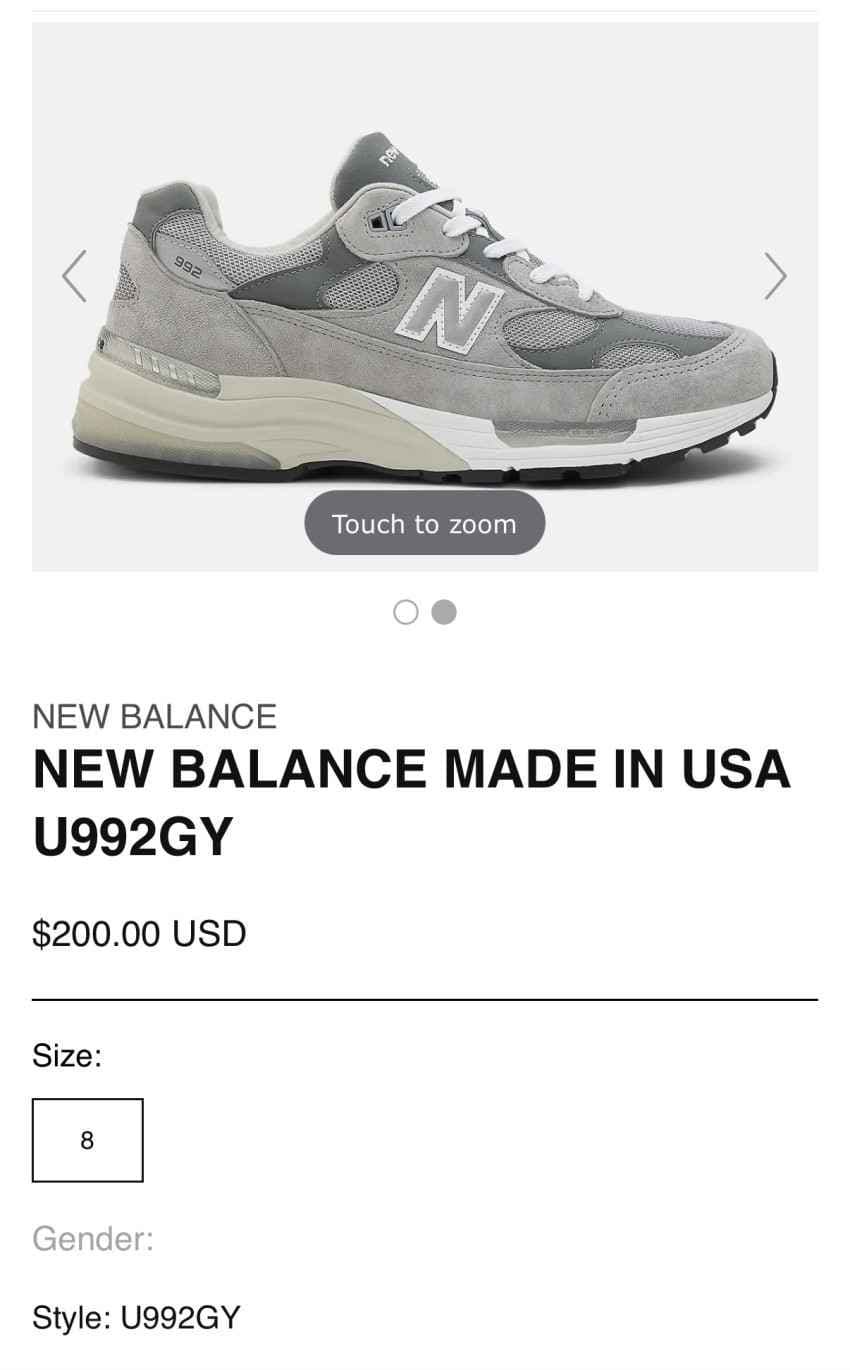 992 그레이 $160 (us8)