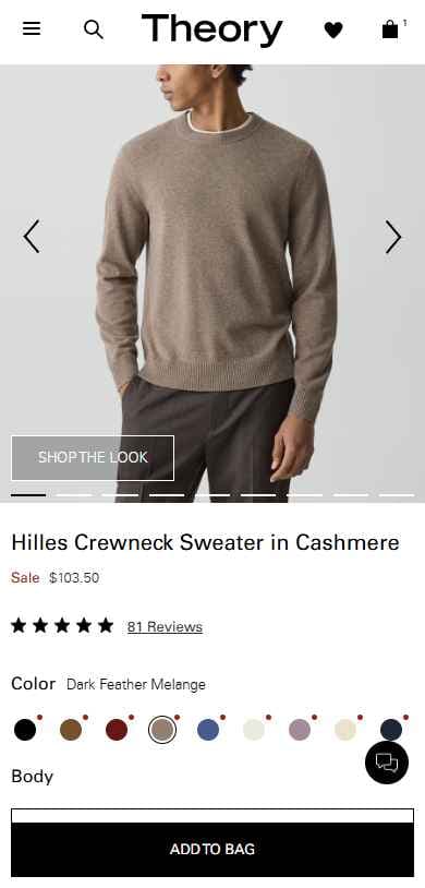 띠어리 Hilles Sweater in Cashmere 103달러