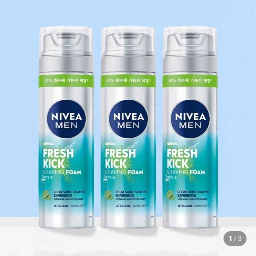 니베아 맨 프레시 킥 쉐이빙 폼 면도크림 200ml, 3개 (9,100원/무배)
