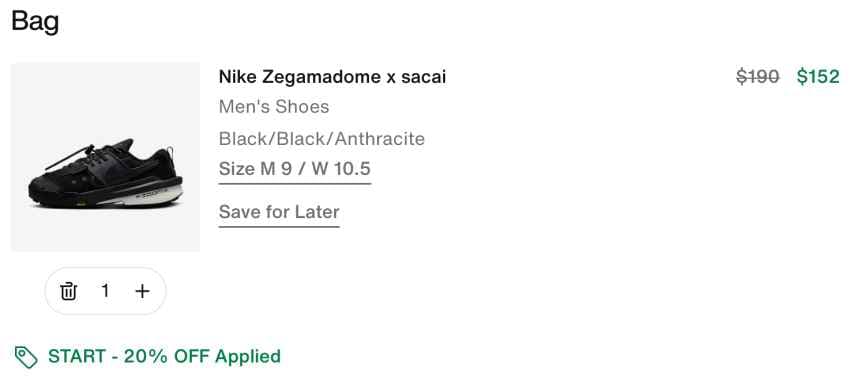 Nike Zegamadome x sacai $152