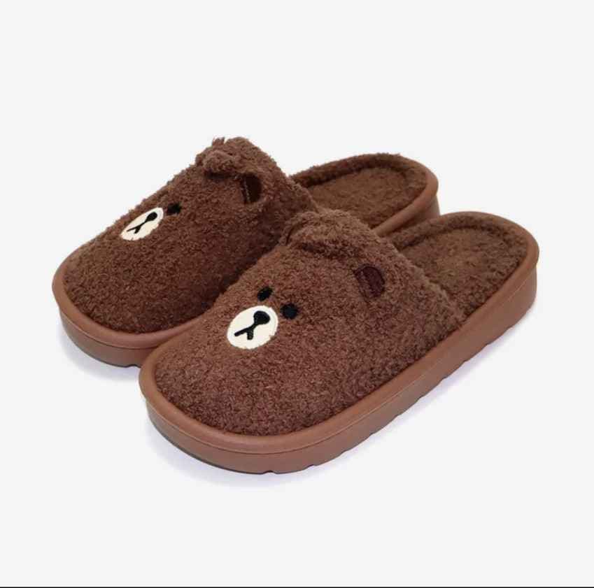 조공용 라인프렌즈 방한 슬리퍼 브라운